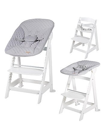 ROBA Chaise Haute Évolutive "Born Up" + Transat "roba Style" - Gris/blanc