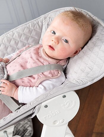 ROBA Chaise Haute Évolutive "Born Up" + Transat "roba Style" - Gris/blanc