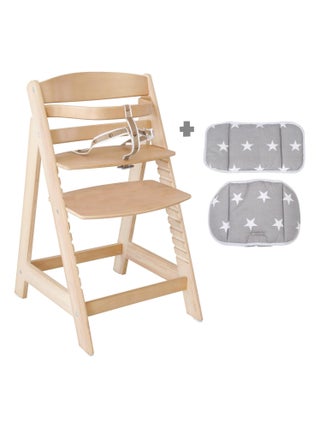 ROBA Chaise Haute Évolutive "Sit Up III" + Coussin "Little Stars" - Naturel/Gris