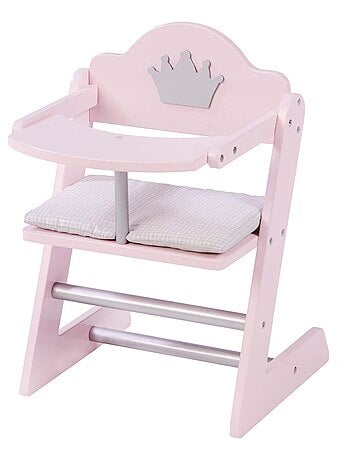 ROBA Chaise haute pour Poupée "Princess Sophie" en bois - Dès 18 mois - Rose/Argent