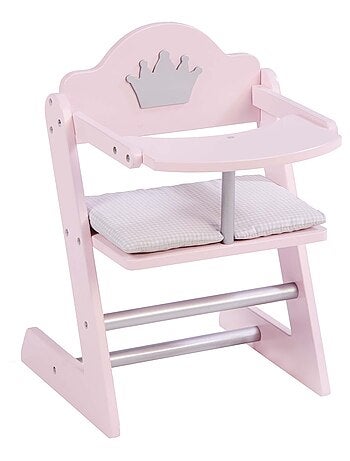 ROBA Chaise haute pour Poupée "Princess Sophie" en bois - Dès 18 mois - Rose/Argent