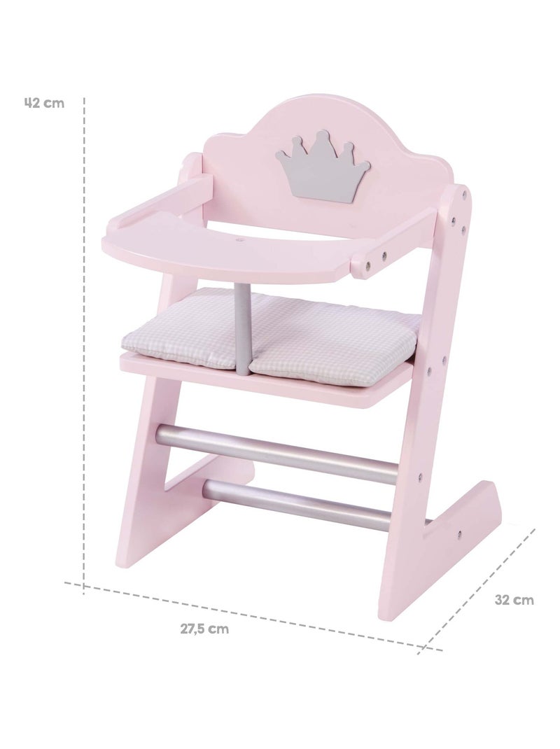 ROBA Chaise haute pour Poupée "Princess Sophie" en bois - Dès 18 mois - Rose/Argent Rose clair - Kiabi