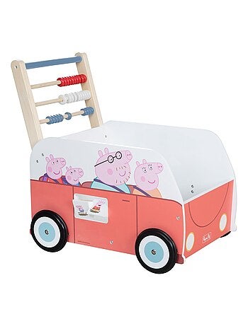 ROBA Chariot Enfant en Forme de Bus 'Peppa Pig' - Abaque et Éléments à Tourner - Rose - Motif Cochon