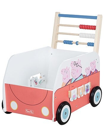 ROBA Chariot Enfant en Forme de Bus 'Peppa Pig' - Abaque et Éléments à Tourner - Rose - Motif Cochon