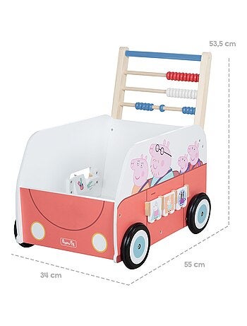 ROBA Chariot Enfant en Forme de Bus 'Peppa Pig' - Abaque et Éléments à Tourner - Rose - Motif Cochon