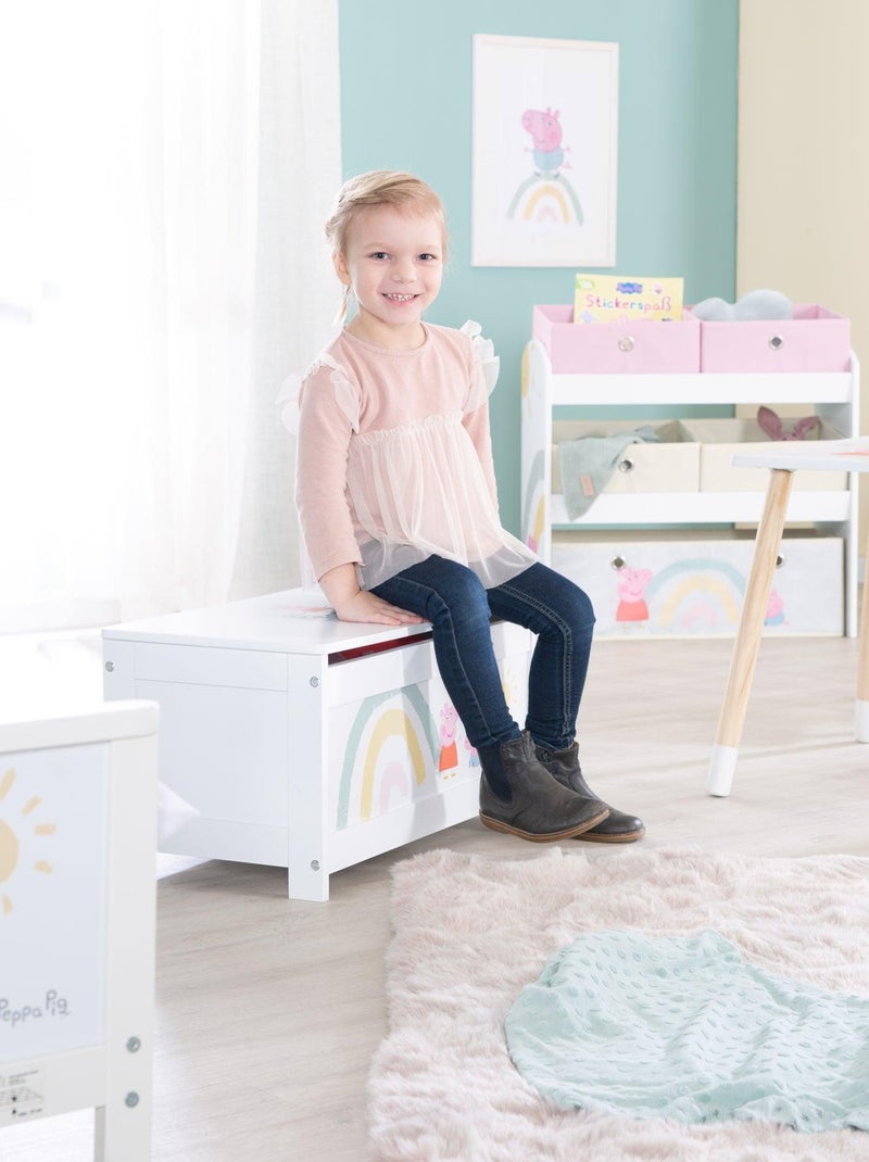 Banc-Coffre à Jouets Roba Krone - Rangement Enfant Bois - Fermeture Douce - Motif Contes De Fée Rose