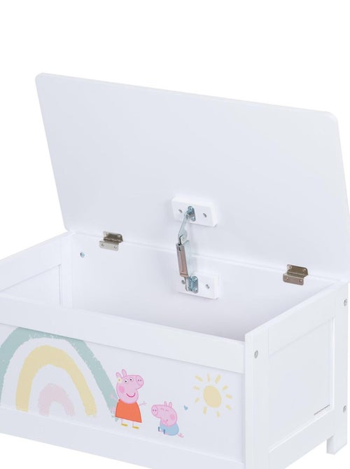 ROBA Coffre à Jouets en Bois 'Peppa Pig' - Fermeture Douce - Motif Truie et Arc-en-ciel - Blanc - Kiabi