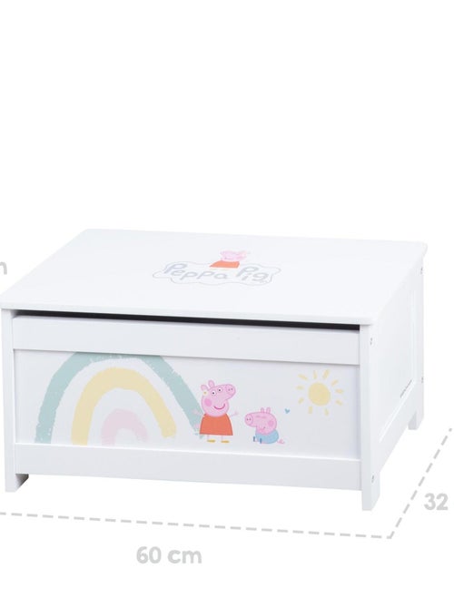 ROBA Coffre à Jouets en Bois 'Peppa Pig' - Fermeture Douce - Motif Truie et Arc-en-ciel - Blanc - Kiabi