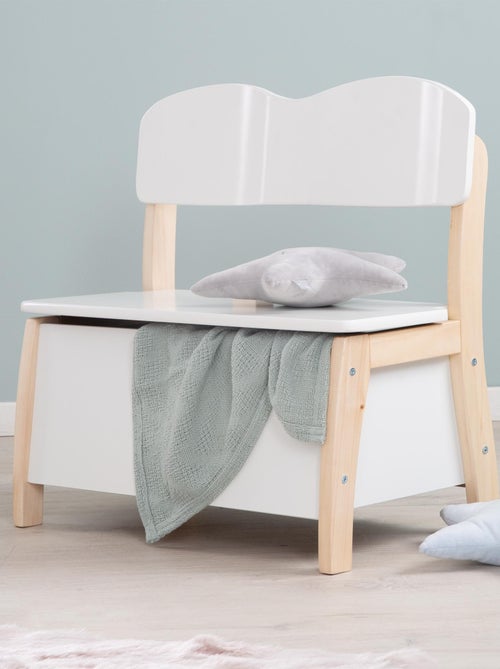 ROBA Coffre et Banc à Jouet en Bois Massif - Dossier et Assise Laqués Blanc - Kiabi