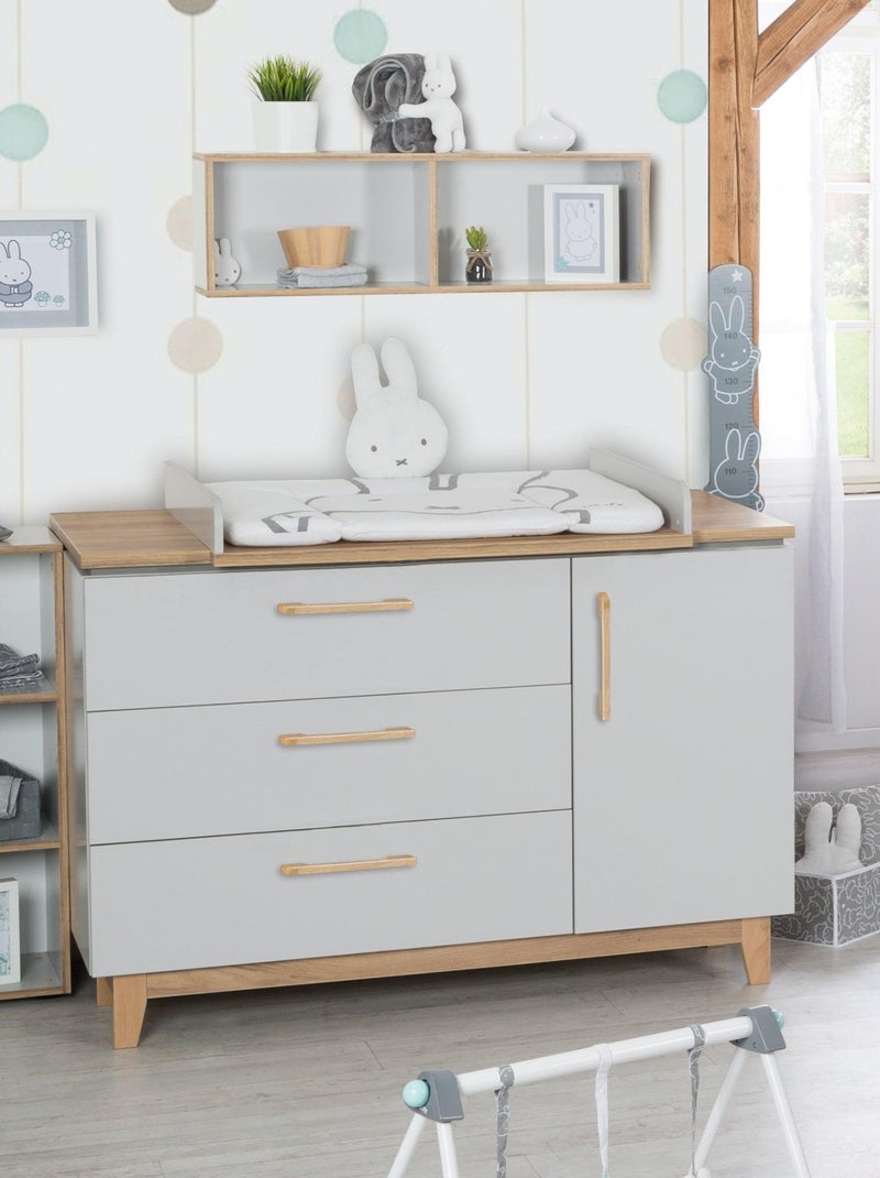ROBA Commode à Langer "Caro" – avec Plan Amovible – 3 Tiroirs + 1 Porte – Gris clair/ Chêne doré Gris clair - Kiabi