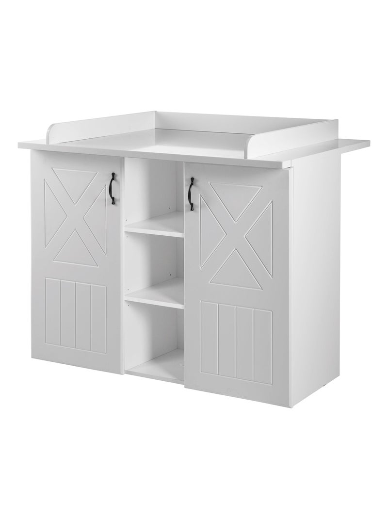 ROBA Commode à Langer "Constantin" – avec Plan à Langer Amovible – Style Maison de Campagne – Blanc Blanc - Kiabi