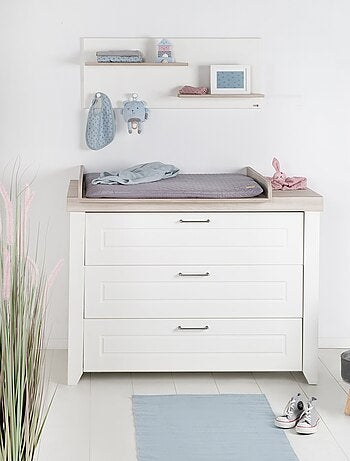 ROBA Commode à Langer "Felicia" à 3 Tiroirs - Plan Amovible – Style Maison de Campagne – Blanc