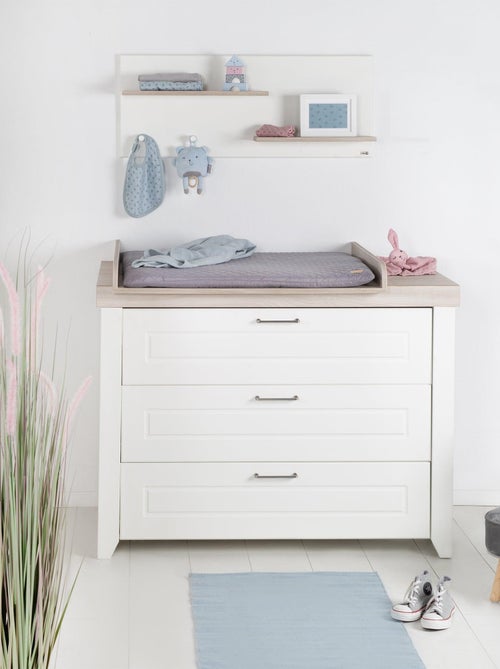 ROBA Commode à Langer "Felicia" à 3 Tiroirs - Plan Amovible – Style Maison de Campagne – Blanc - Kiabi