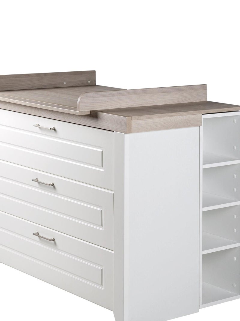 ROBA Commode à Langer "Felicia" à 3 Tiroirs - Plan Amovible – Style Maison de Campagne – Blanc Blanc - Kiabi