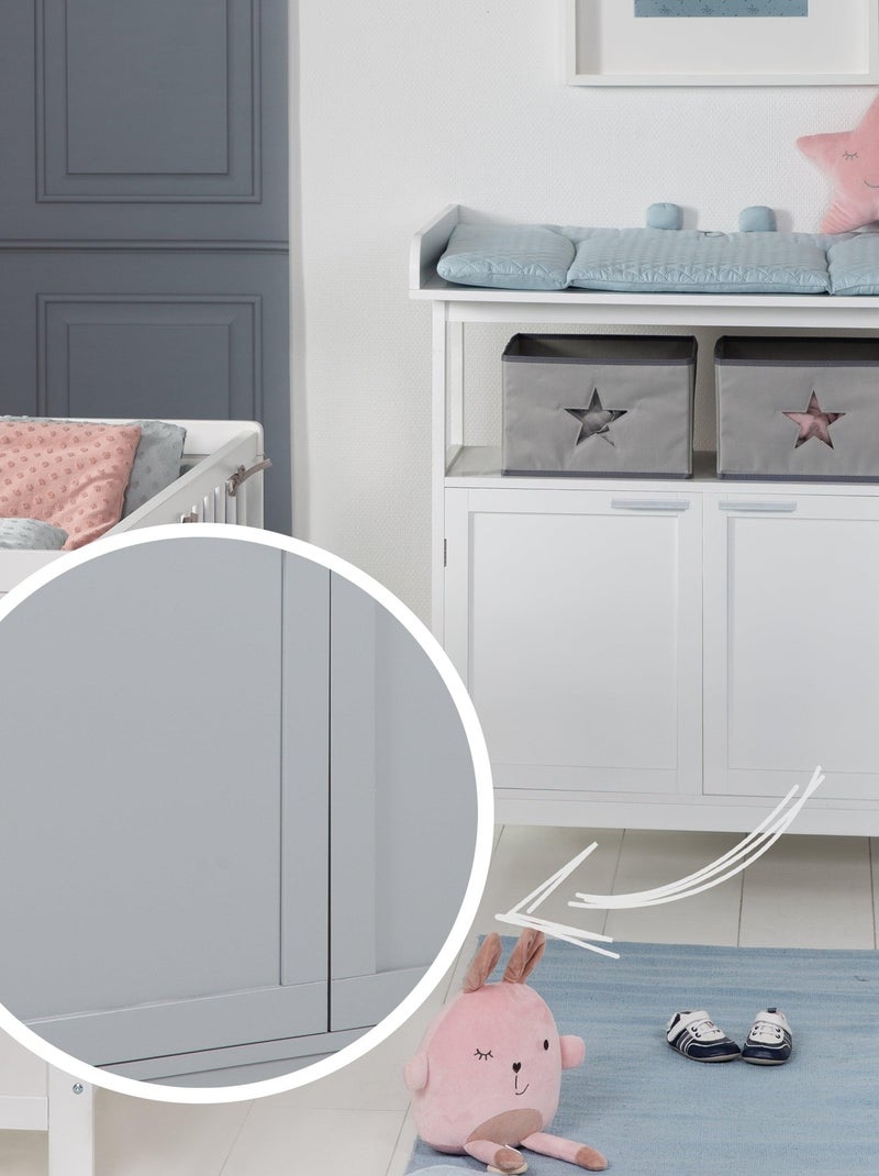 ROBA Commode à langer "Hamburg" à 2 Portes + 2 boîtes de rangement – blanc Gris - Kiabi