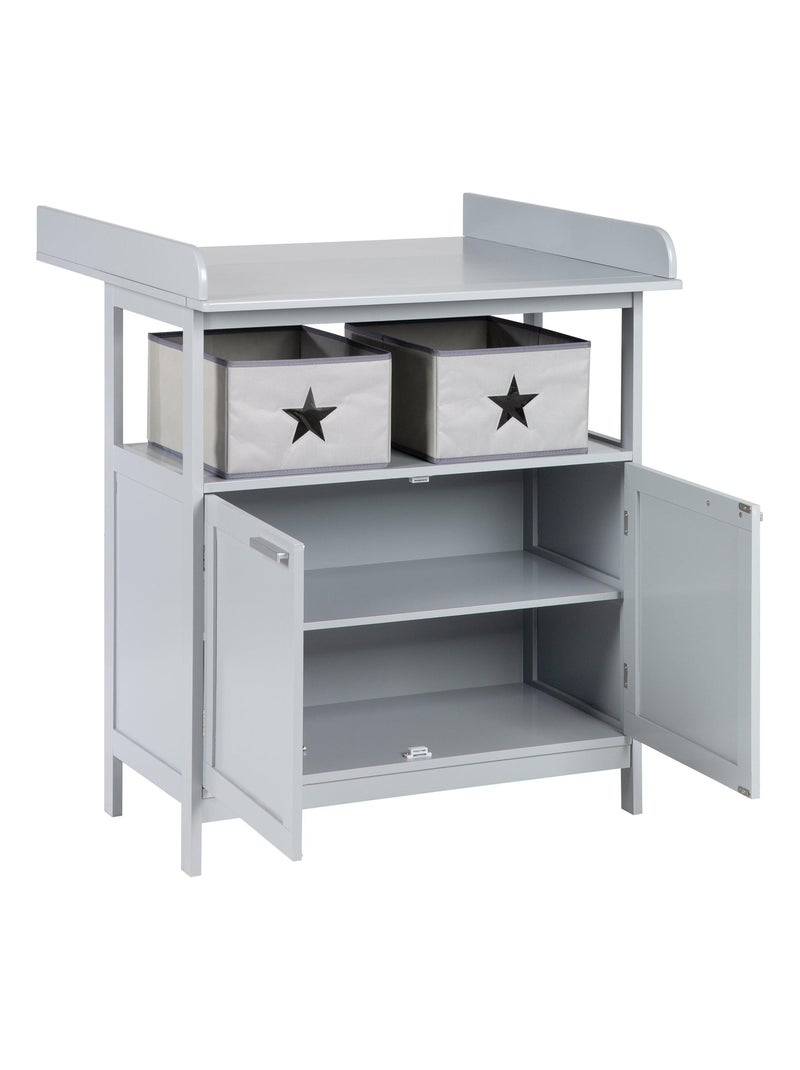 ROBA Commode à langer "Hamburg" à 2 Portes + 2 boîtes de rangement – blanc Gris - Kiabi