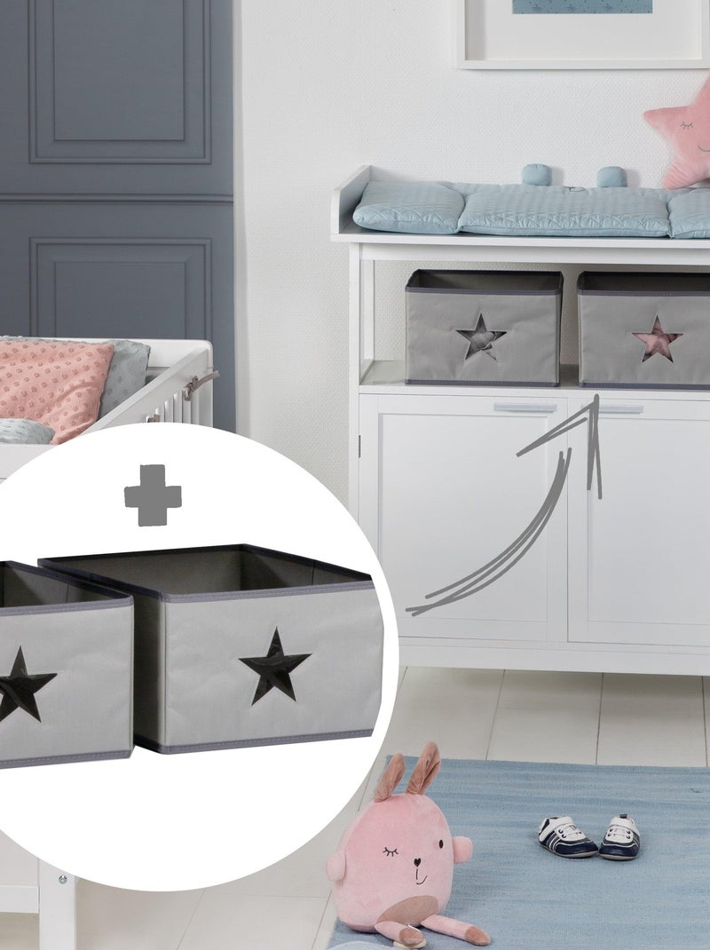 ROBA Commode à langer "Hamburg" à 2 Portes + 2 boîtes de rangement – blanc Gris - Kiabi