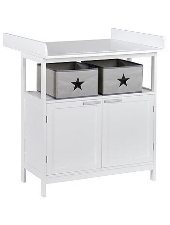 ROBA Commode à Langer Hamburg à 2 Portes + 2 Boîtes de Rangement – Gris