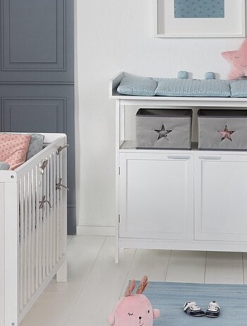 ROBA Commode à Langer Hamburg à 2 Portes + 2 Boîtes de Rangement – Gris