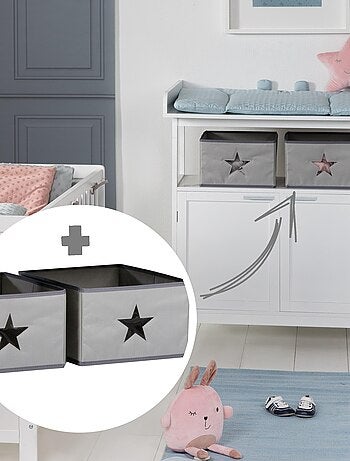 ROBA Commode à Langer Hamburg à 2 Portes + 2 Boîtes de Rangement – Gris