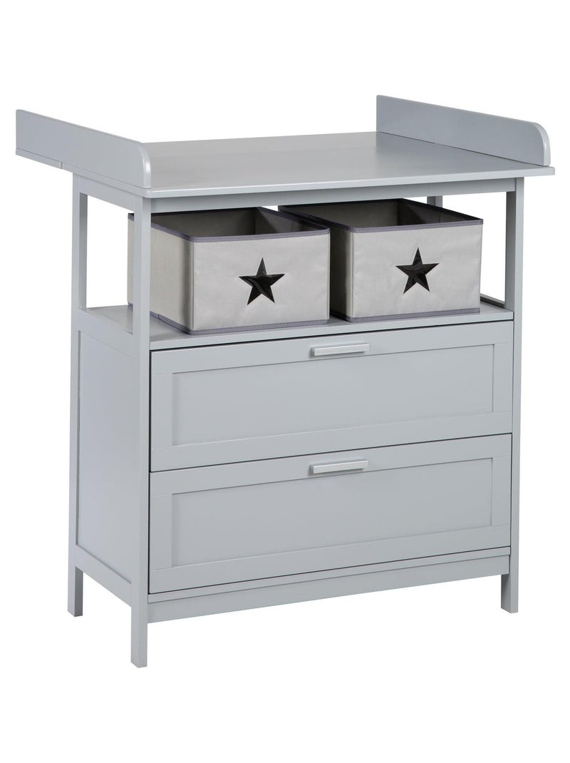 ROBA Commode à langer "Hamburg" à 2 Tiroirs + 2 boîtes de rangement – blanc Gris - Kiabi