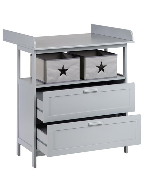 ROBA Commode à langer "Hamburg" à 2 Tiroirs + 2 boîtes de rangement – blanc - Kiabi