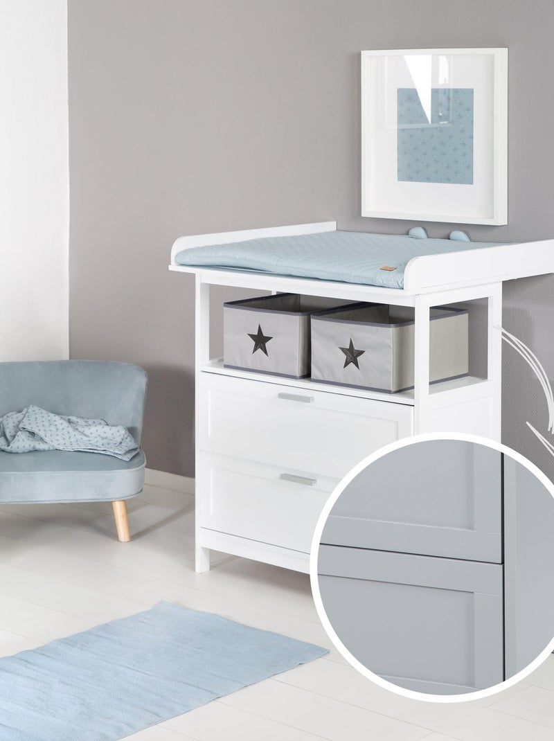 ROBA Commode à langer "Hamburg" à 2 Tiroirs + 2 boîtes de rangement – blanc Gris - Kiabi