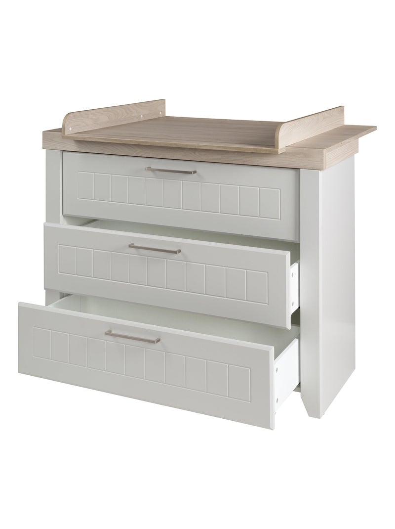ROBA Commode à Langer "Helene" – avec Plan à Langer Amovible – 3 Tiroirs – blanc Gris clair - Kiabi