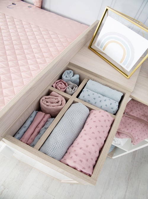 ROBA Commode à Langer "Olaf" avec Plan Amovible - Blanc/Décor Orme lunaire - Hauteur 92,5 cm - Kiabi