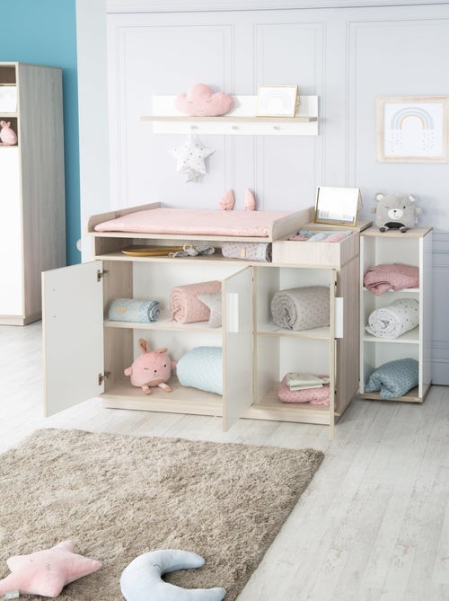 ROBA Commode à Langer "Olaf" avec Plan Amovible - Blanc/Décor Orme lunaire - Hauteur 92,5 cm - Kiabi