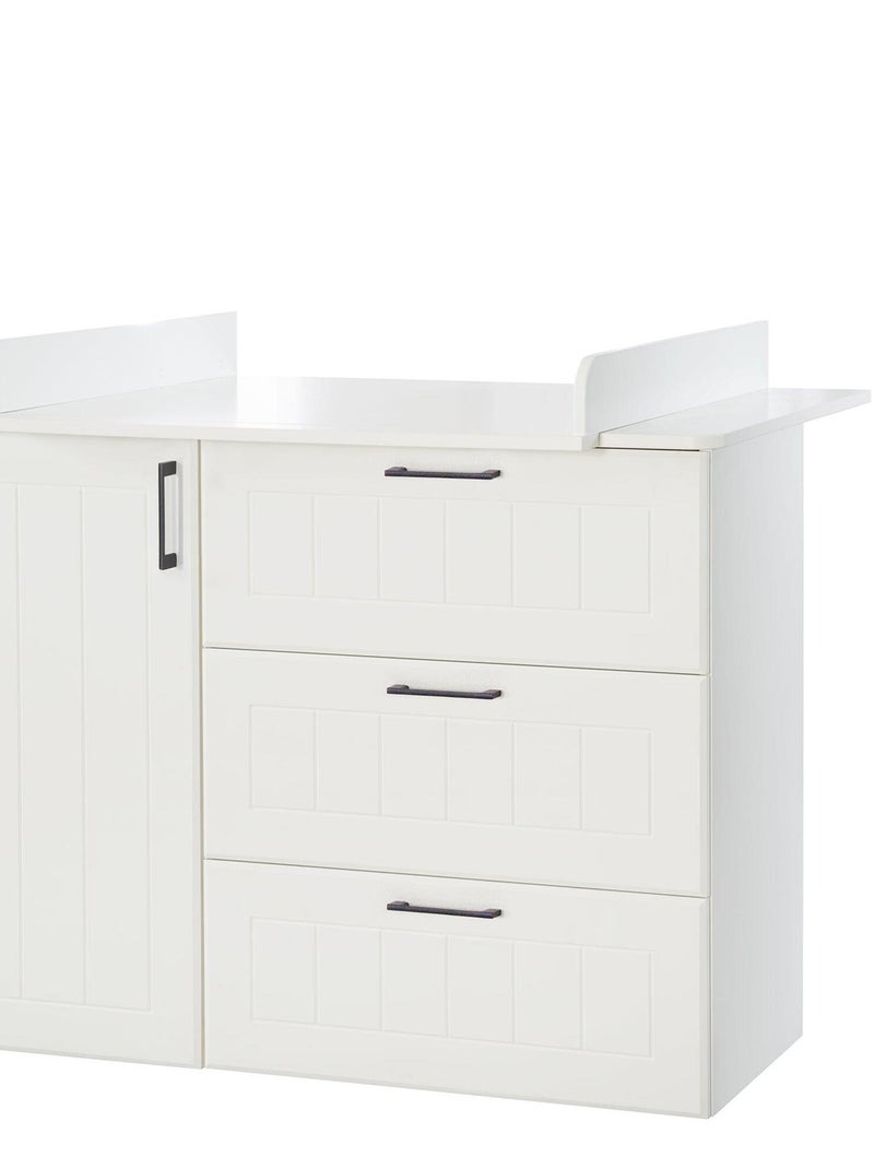 ROBA Commode à langer "Sylt" large - avec Plan Amovible et Décorations Fraisées - Blanc Blanc - Kiabi