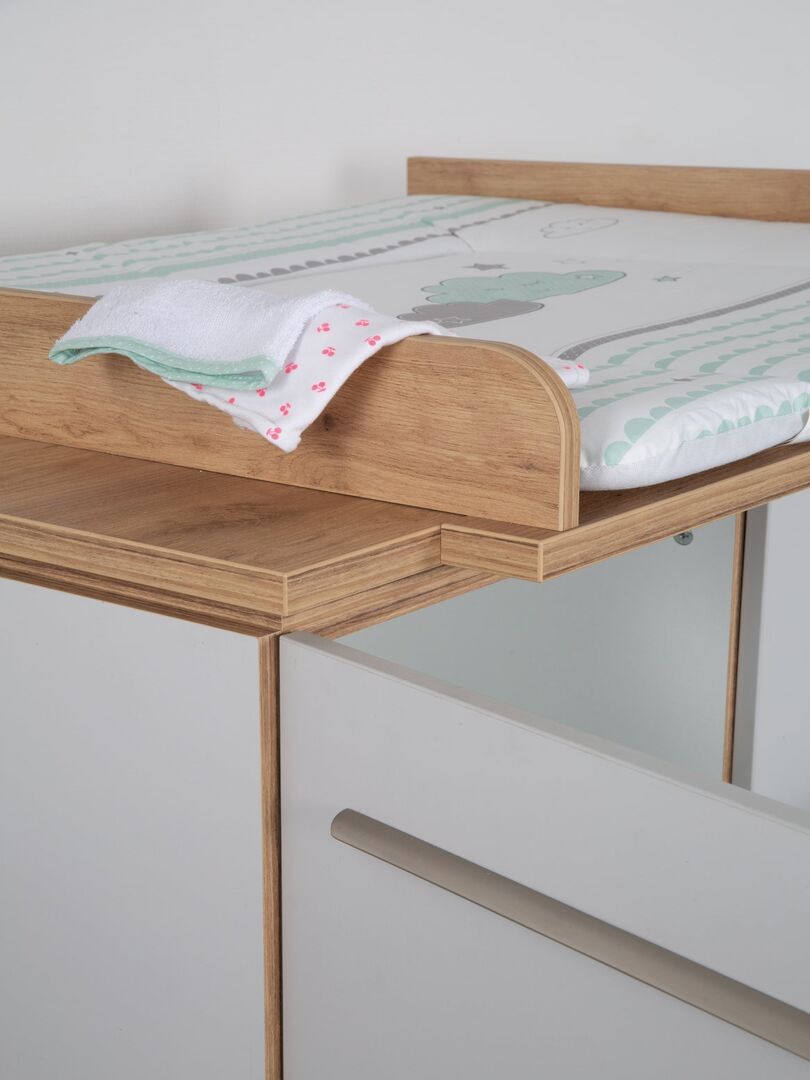 ROBA Commode à Langer "Tobi" avec Plan Amovible - Fermeture Progressive - Gris clair/Chêne doré Gris clair - Kiabi