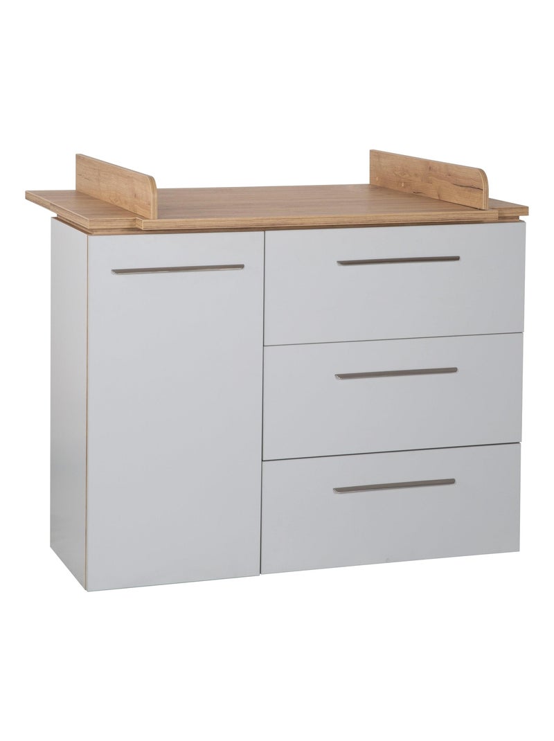 ROBA Commode à Langer "Tobi" avec Plan Amovible - Fermeture Progressive - Gris clair/Chêne doré Gris clair - Kiabi