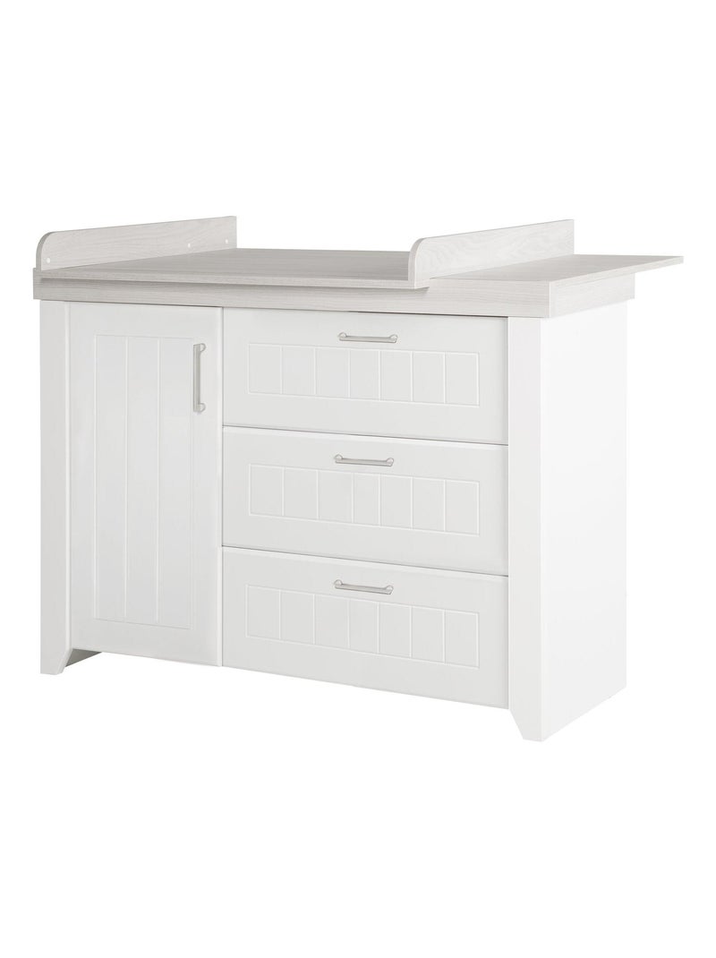ROBA Commode à langer "Wilma" avecPlan Amovible - Fermeture Progressive - Blanc/Décor 'Luna Elm' Blanc - Kiabi