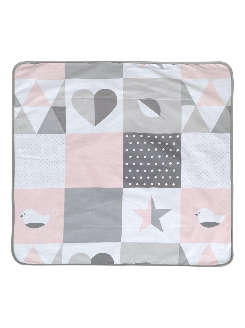 ROBA Couverture de Bébé "Happy Patch" - 80 x 80 cm - Rose / Gris Rose - Kiabi