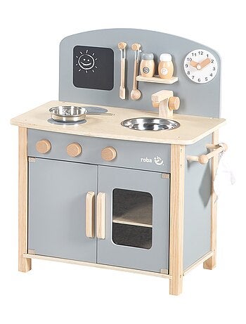 ROBA Cuisine Enfant en Bois + Accessoires en Métal et Bois - à Partir de 3 Ans - Rose