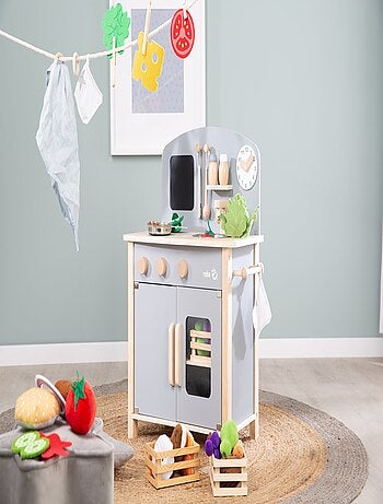 ROBA Cuisine Enfant en Bois + Accessoires en Métal et Bois - à Partir de 3 Ans - Rose