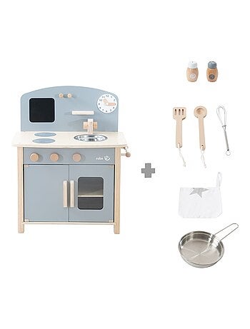 ROBA Cuisine Enfant en Bois + Accessoires en Métal et Bois - à Partir de 3 Ans - Rose