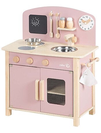 ROBA Cuisine Enfant en Bois + Accessoires en Métal et Bois - à Partir de 3 Ans