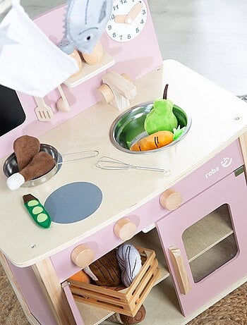 ROBA Cuisine Enfant en Bois + Accessoires en Métal et Bois - à Partir de 3 Ans