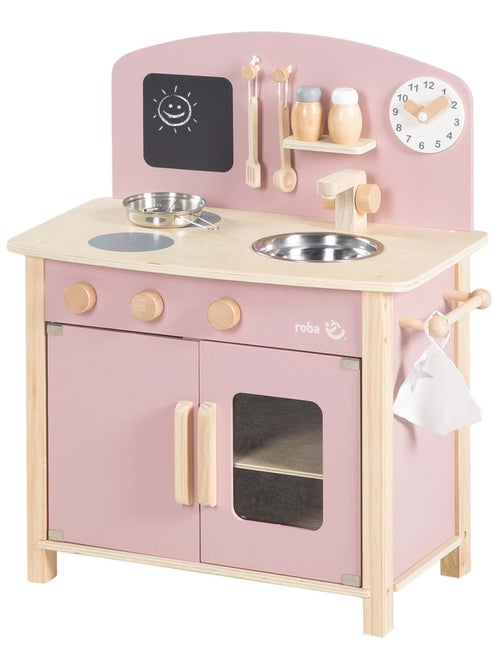 ROBA Cuisine Enfant en Bois + Accessoires en Métal et Bois - à Partir de 3 Ans - Rose - Kiabi