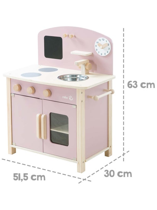 ROBA Cuisine Enfant en Bois + Accessoires en Métal et Bois - à Partir de 3 Ans - Rose - Kiabi