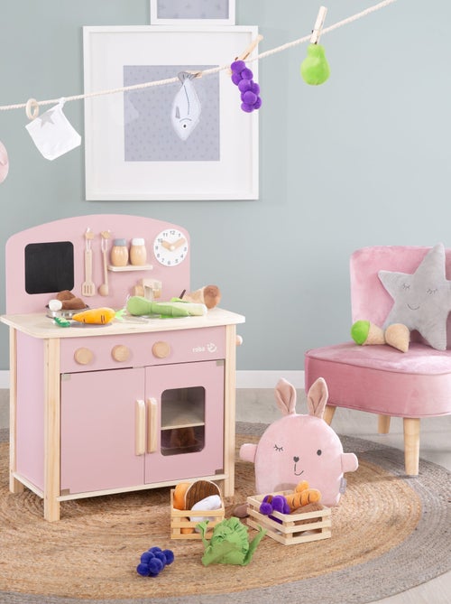 ROBA Cuisine Enfant en Bois + Accessoires en Métal et Bois - à Partir de 3 Ans - Rose - Kiabi