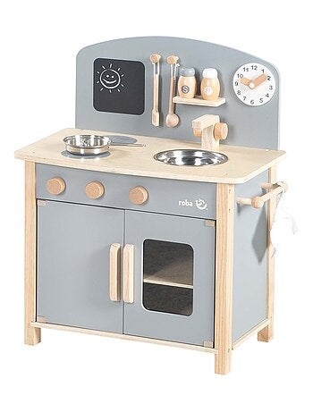 ROBA Cuisine Enfant en Bois + Accessoires en Métal et Bois - à Partir de 3 Ans
