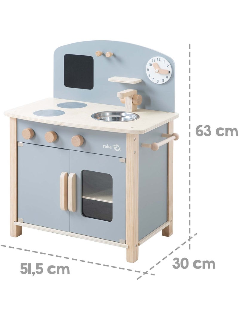 ROBA Cuisine Enfant en Bois + Accessoires en Métal et Bois - à Partir de 3 Ans Gris Beige - Kiabi