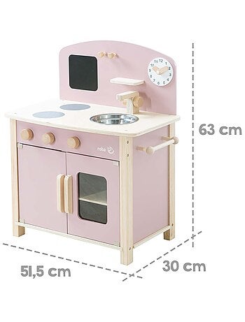 ROBA Cuisine Enfant en Bois + Accessoires en Métal et Bois - à Partir de 3 Ans