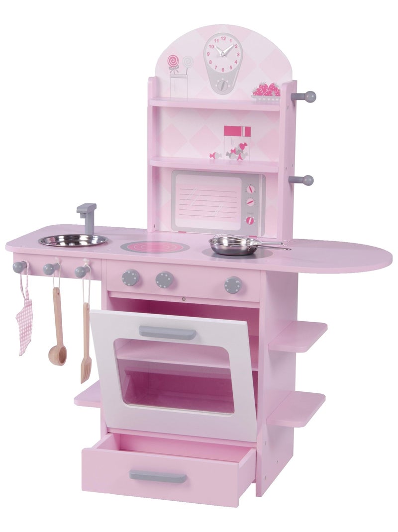 ROBA Cuisine Enfant en Bois + Évier et Accessoires en Bois et Métal - Dès 3 Ans - Rose/Blanc N/A - Kiabi