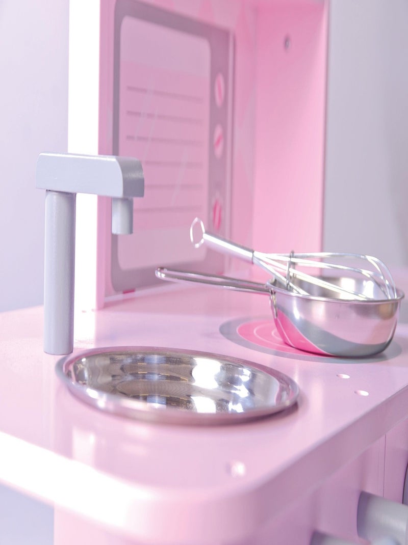 ROBA Cuisine Enfant en Bois + Évier et Accessoires en Bois et Métal - Dès 3 Ans - Rose/Blanc N/A - Kiabi