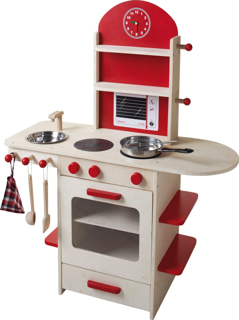 ROBA Cuisine Enfant en Bois + Évier et Accessoires en Bois et Métal - Dès 3 Ans Rouge - Kiabi