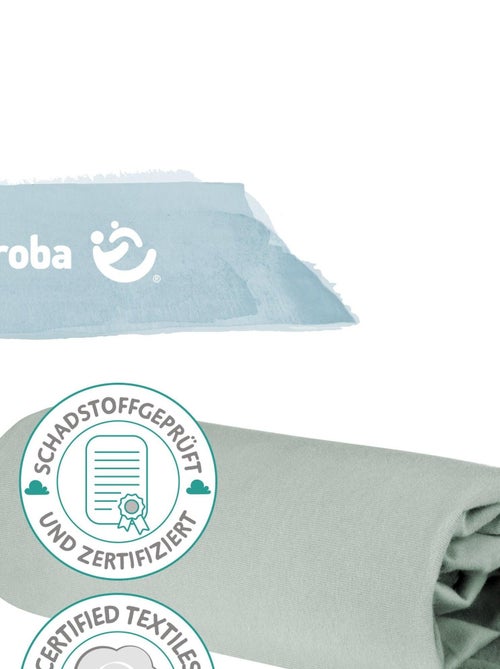 ROBA Drap Housse Extensible "Lil Planet" pour Matelas de Lit 60x120 cm à 70x140 cm - Vert Givré - Kiabi